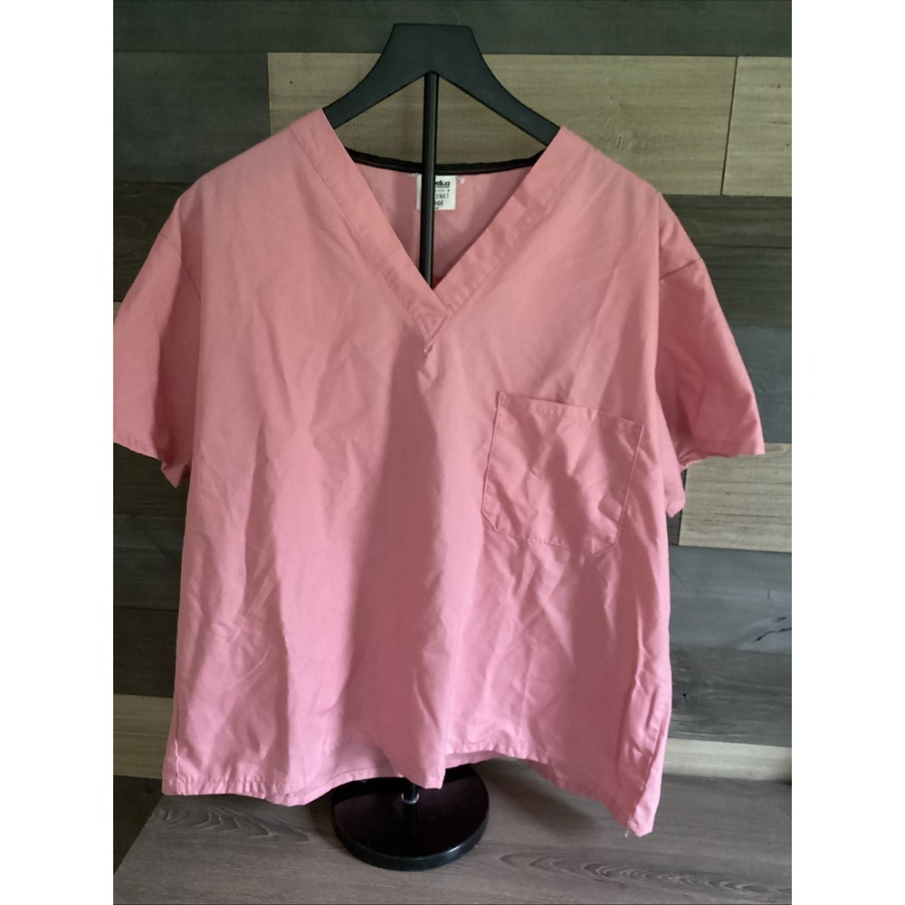 Angelica‎ Medical Scrub Top Large Pink With Pocket